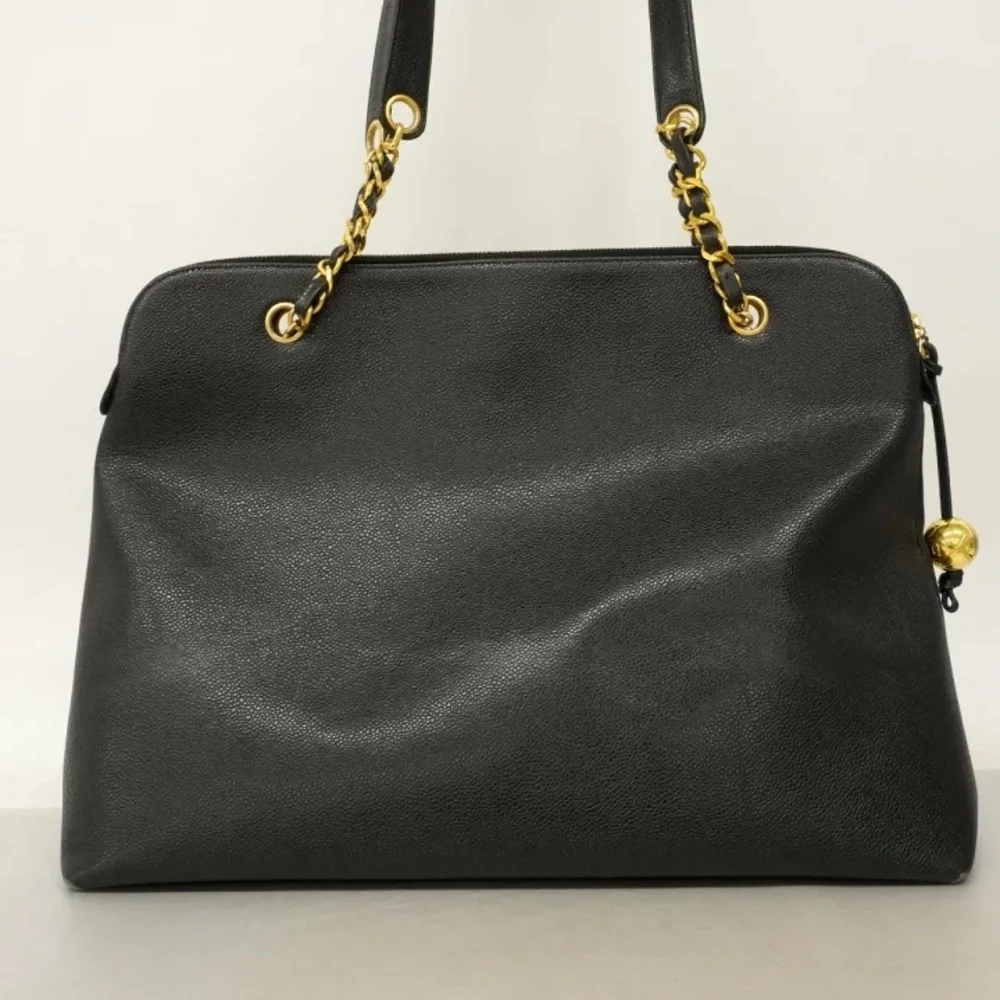 Authentic CHANEL jumbo black caviar leather supermodel large shipping tote